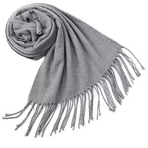 Unisex Solid Gray Tassel Scarf